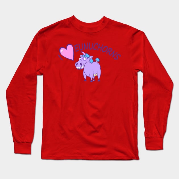 I (heart) Eunuchorns Long Sleeve T-Shirt by calavara